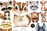 Watercolor Cute Forest Animal, an Animal Illustration by Design Scotch (Thumbnail 1 of 9)