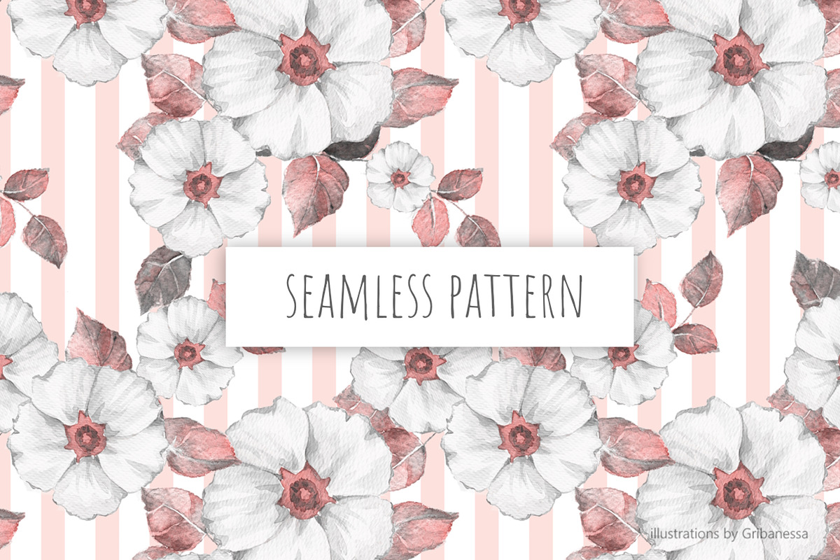 Floral Stripe Watercolor Pattern, a Pattern Graphic by Gribanessa (Photo 1 of 4)