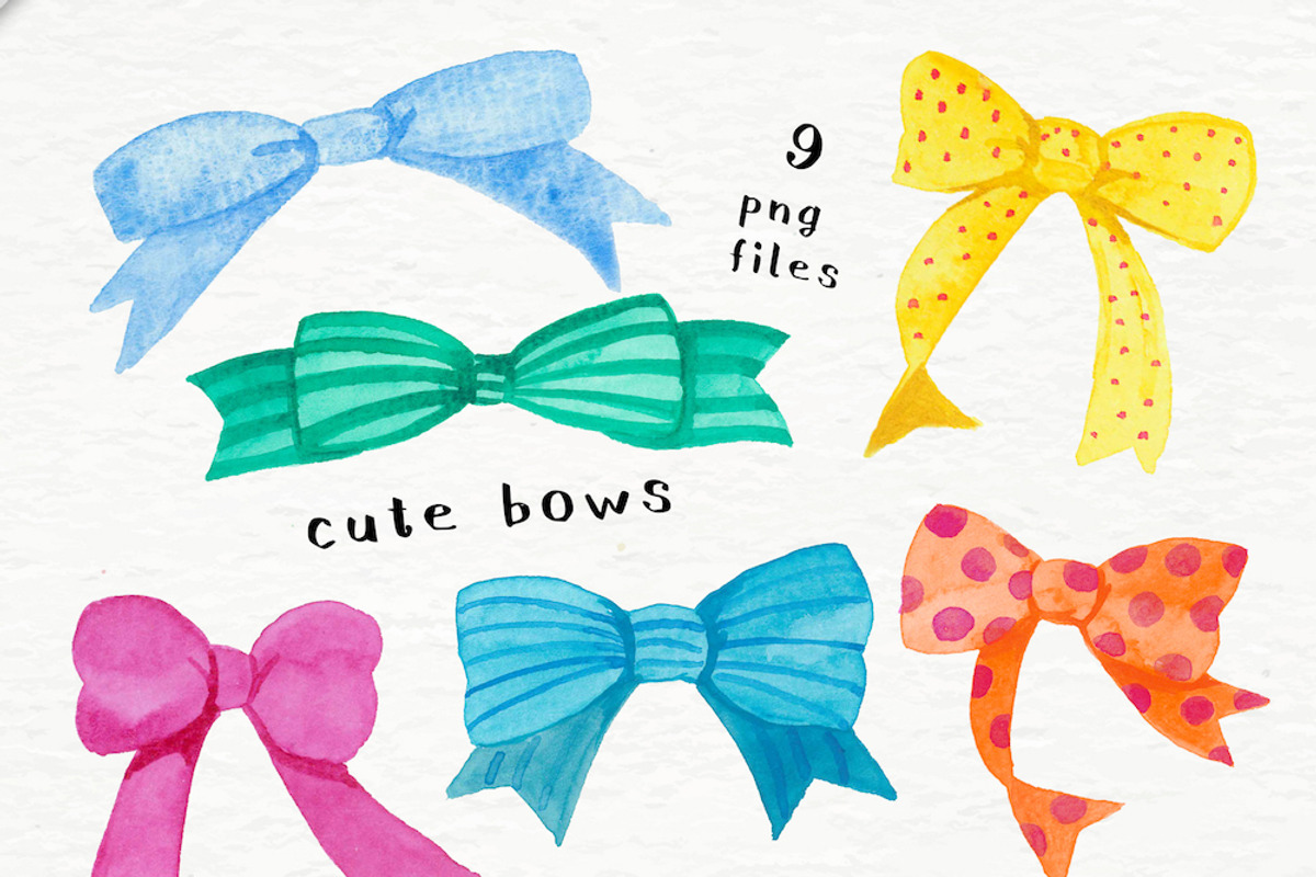 Cute Watercolor Bows, an Illustration by Eomoiart (Photo 2 of 3)