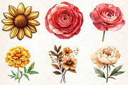 Fall Flowers Clipart, an Illustration by Libby Wishes (Thumbnail 4 of 6)