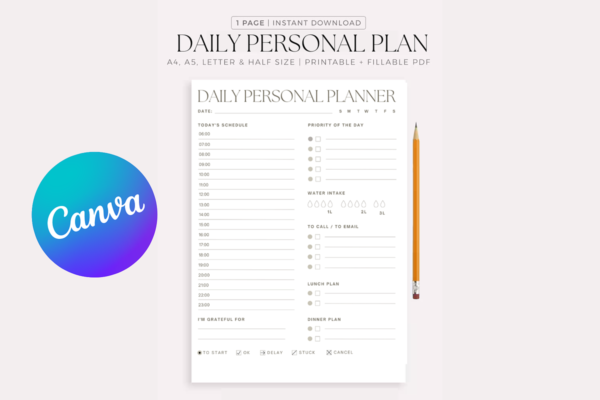 Daily Personal Planner Template, a Presentation Template by HaithamSimas (Photo 2 of 2)
