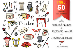 50 THEATRE hand drawn elements!
