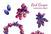 Red grape watercolor clipart, an Illustration by s.yanyeva (Thumbnail 2 of 7)