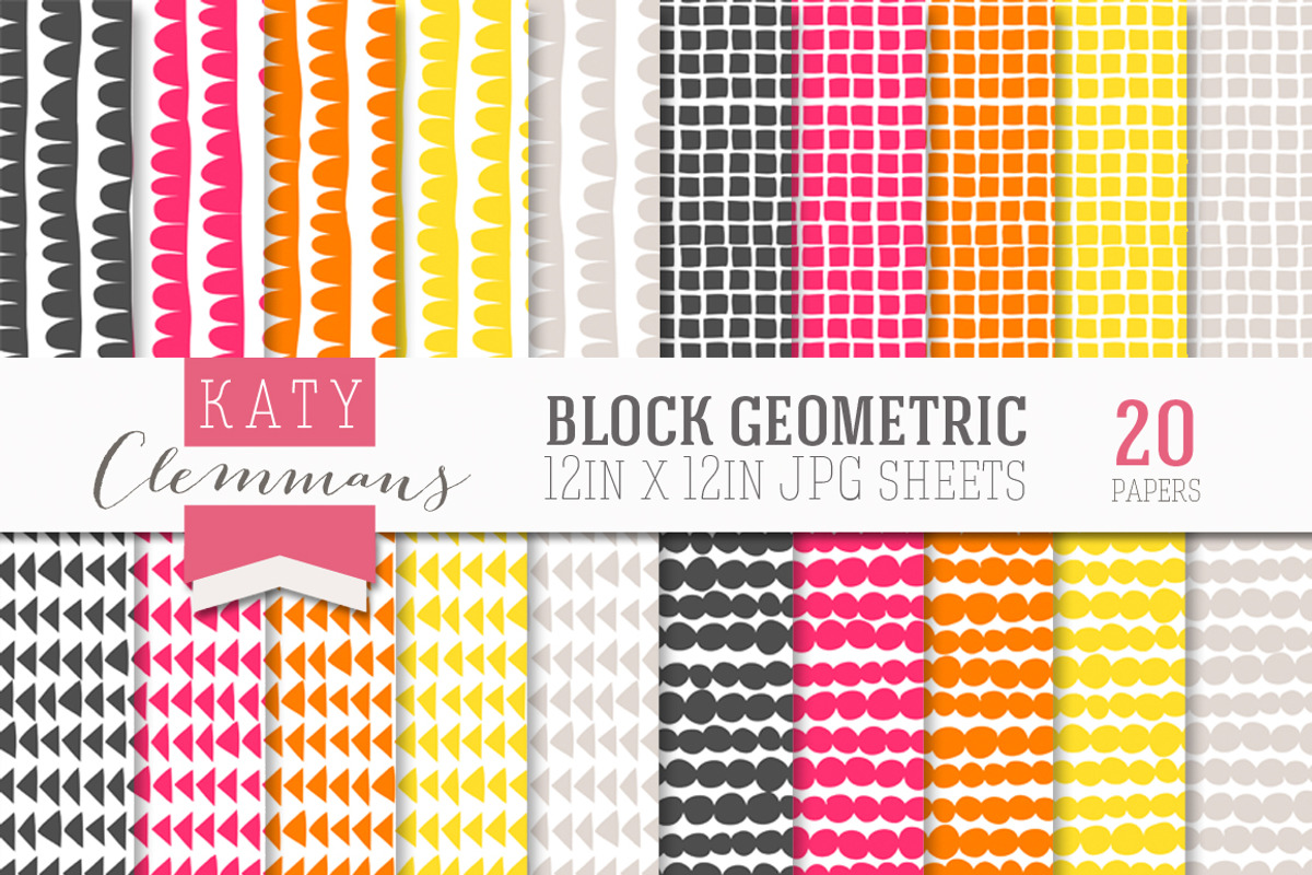 Block Geometric digital paper pack