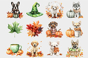 Watercolor Autumn Dog Clipart, a Seasonal Illustration by Design Market (Thumbnail 4 of 4)