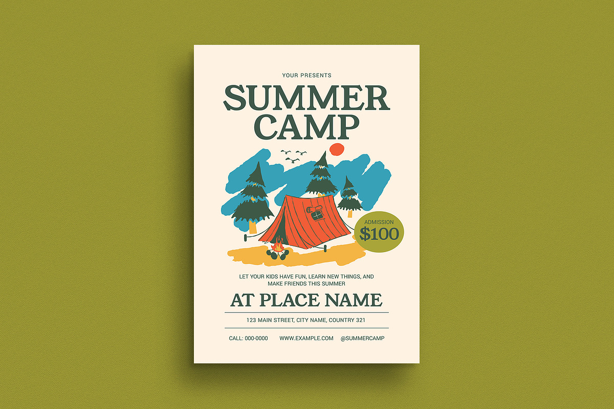 Retro Summer Camp Event Flyer, a Flyer Template by Guuver (Photo 1 of 3)