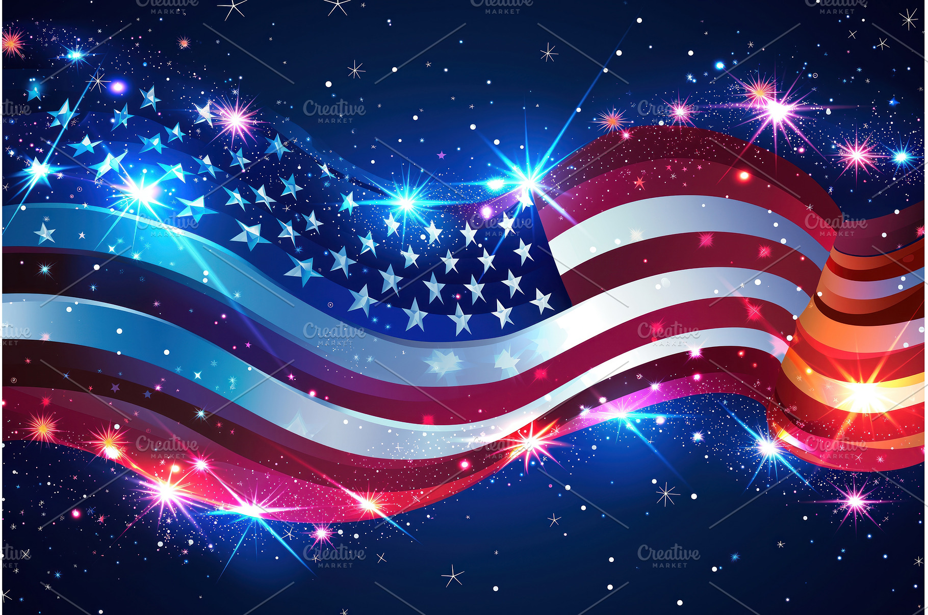 Vibrant display of an American flag, a Holiday Photo by Ungvar Studio