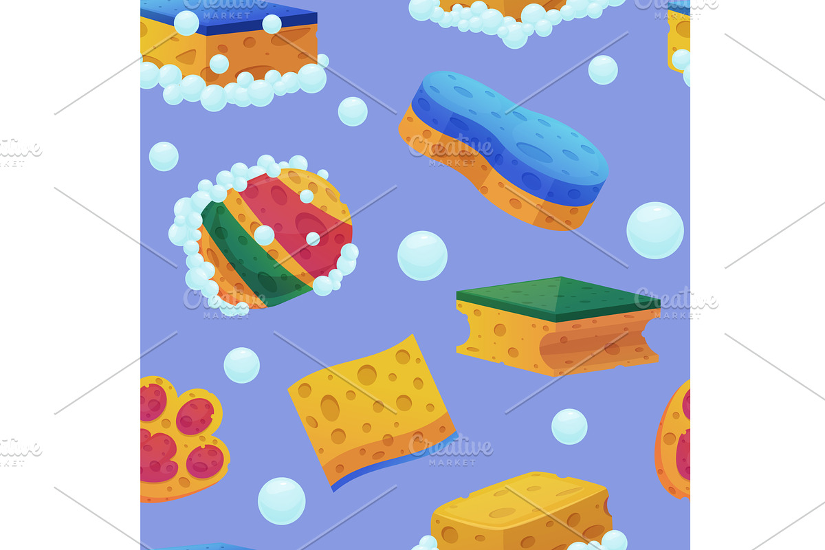 Sponges seamless pattern. Yellow, an Illustration by LadadikArt