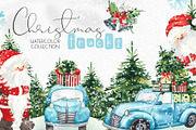 Watercolor Christmas trucks, an Object Graphic by Ana-Sakuta (Thumbnail 1 of 19)