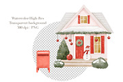 Watercolor winter Christmas house, a Seasonal Illustration by ArtGiftsStudio (Thumbnail 4 of 4)