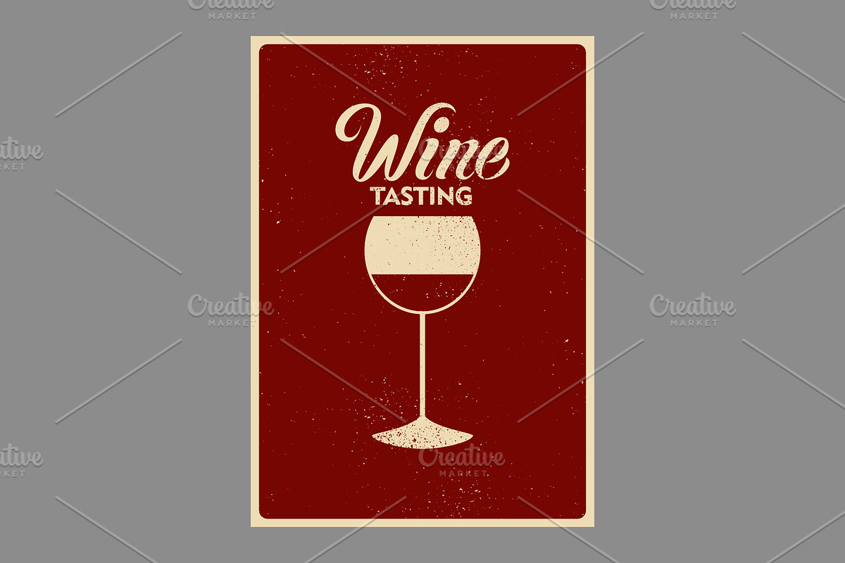 Wine grunge vector poster set., a Food Illustration by PoPaShop (Photo 7 of 11)