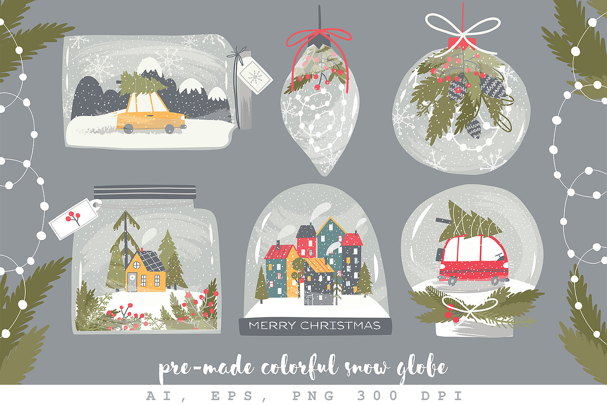 Christmas Snow Globes creator, a Seasonal Illustration by Elliko shop (Photo 3 of 11)