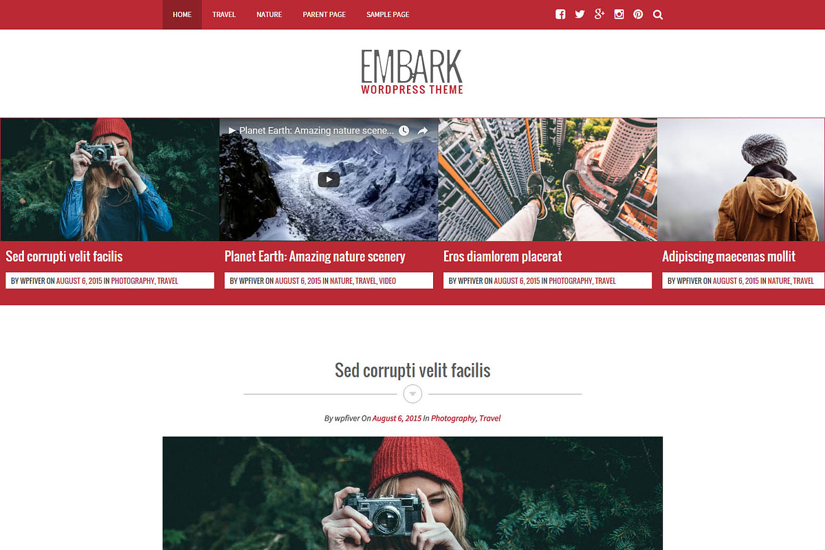 Embark - Responsive Blog WP Theme, a WordPress Template by Sami Themes (Photo 1 of 2)