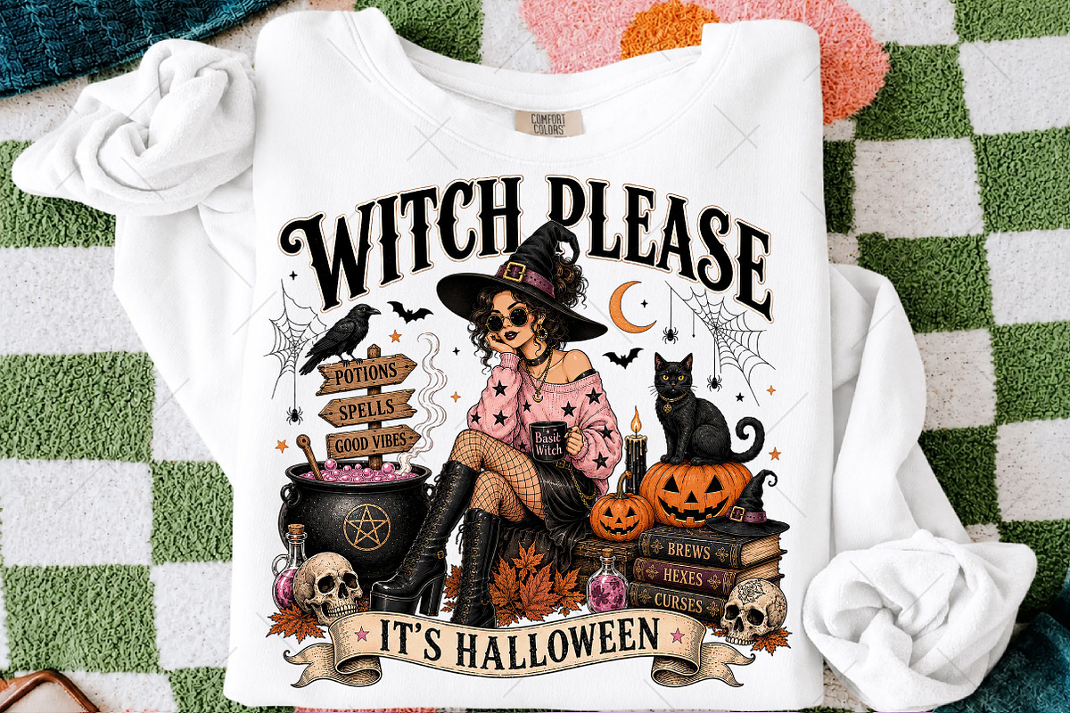Witch Please It's Halloween PNG, a Seasonal Illustration by OK Design (Photo 3 of 5)