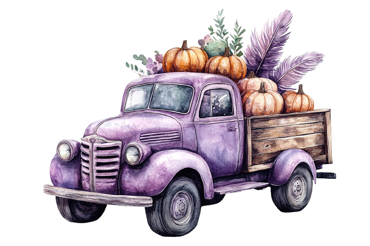 Fall Vintage Truck & Pumpkins, an Illustration by Designworld (Photo 5 of 6)