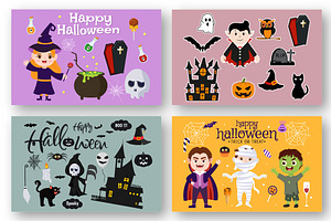 20 Set Halloween Elements Vector