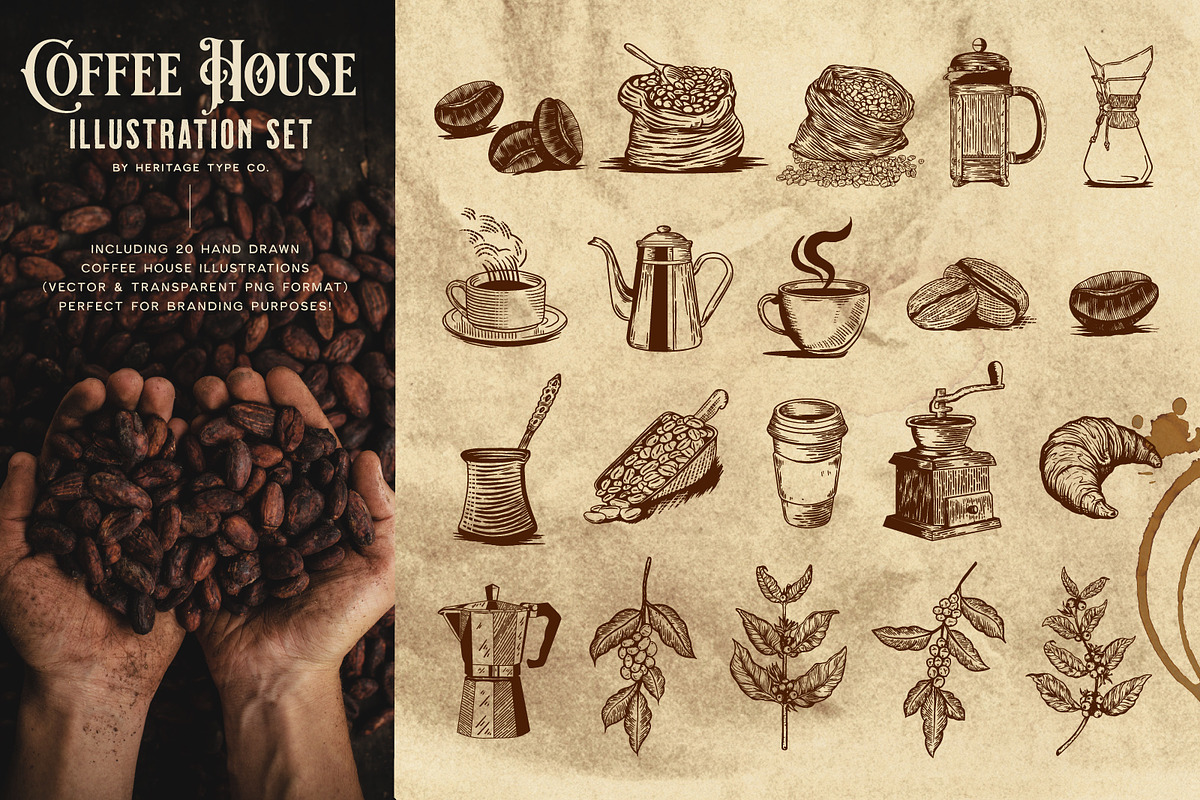 Coffee House - Illustration Set, an Illustration by Heritage Type Co. (Photo 2 of 6)