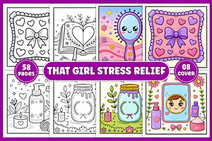 That Girl Stress Relief Coloring, a Decorative Illustration by Coco Bloom