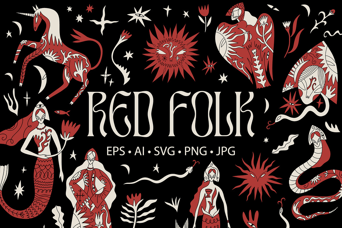 Red Folk Bundle, an Object Illustration by Annie Konst (Photo 1 of 17)