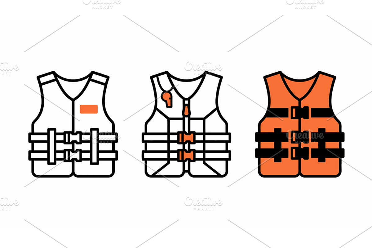 Life Jacket Safety Vector Icon Set, an Object Graphic by Artonix (Photo 2 of 3)