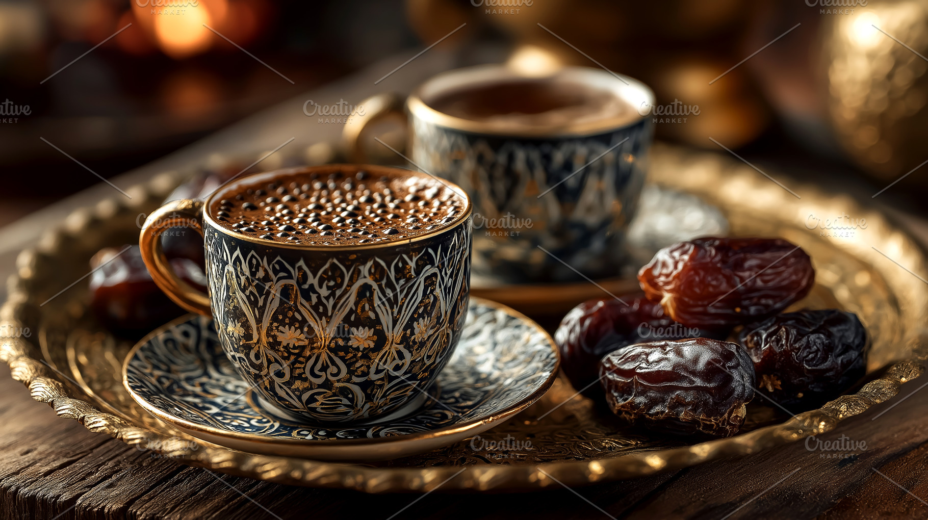 2 Cups of Traditional Arabic Coffee, a Food & Drink Photo by Ocean Digital Art