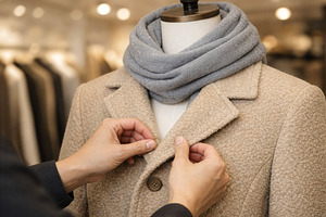 Hands adjusting a coat lapel on mann, a Photo by rarrarorro