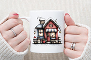 Whimsical Christmas House Clipart, an Illustration by Sublimation Artist (Thumbnail 5 of 6)