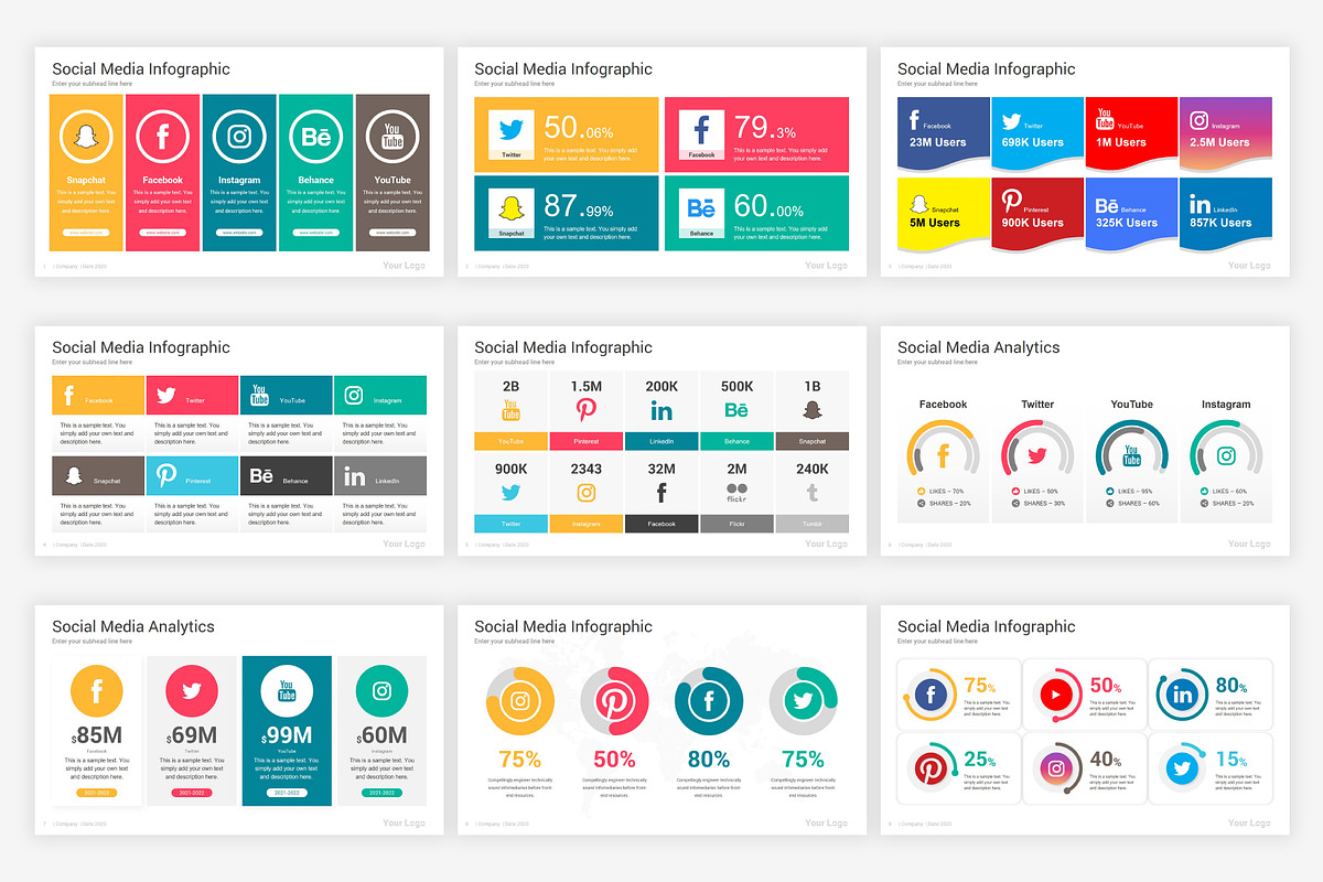 Social Media Google Slides Template, a Presentation Template by SlideOne (Photo 5 of 8)