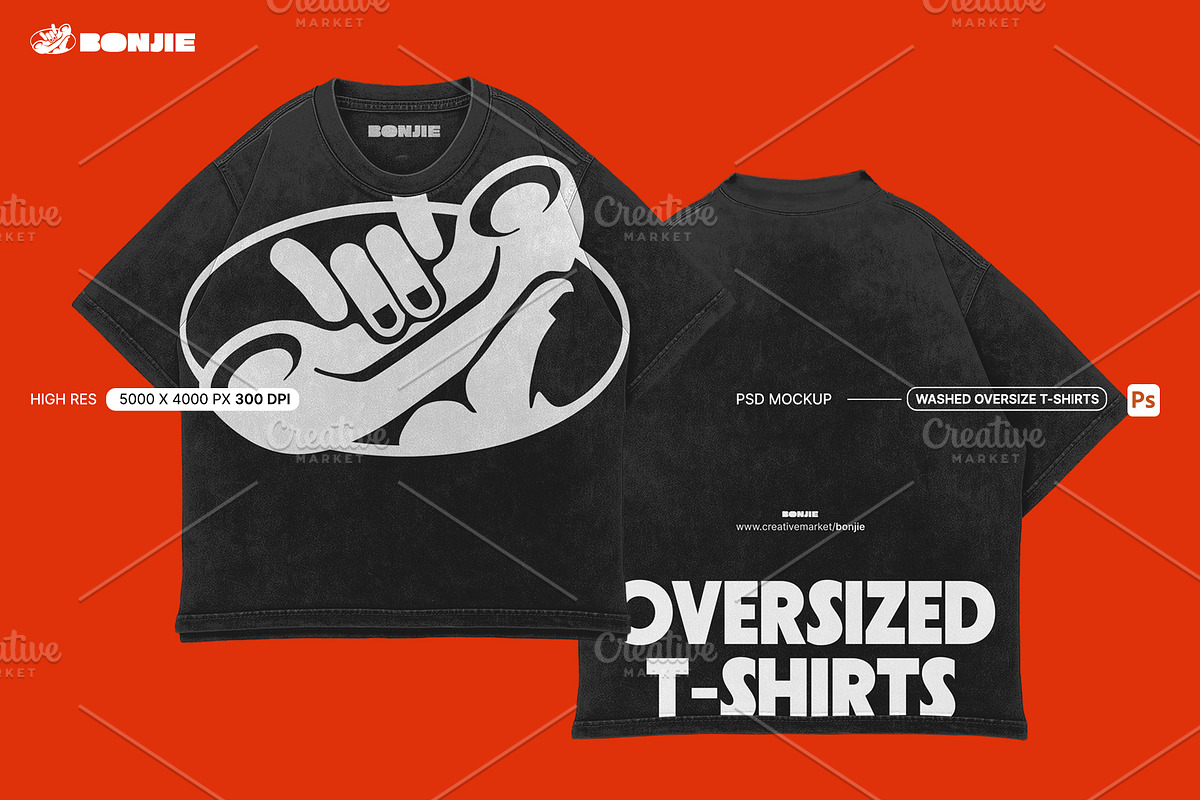 Washed Oversize T-Shirts Mockup, a Shirt Mockup by Pipello Grafik (Photo 1 of 3)