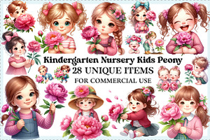 Kindergarten Nursery Kids Peony PNG, an Illustration by Craft Nest