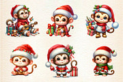 Christmas Monkey Clipart, an Illustration by DreamArtGraphic (Thumbnail 3 of 6)