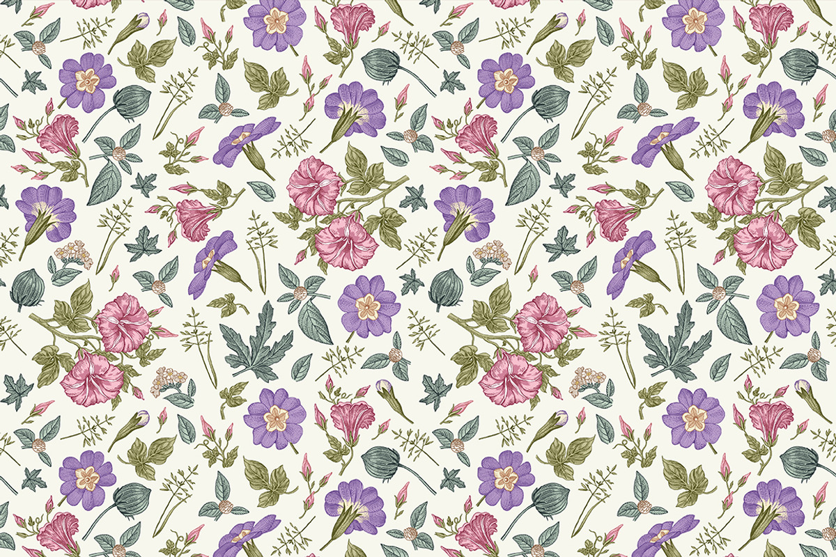 4 Seamless Flowers Primrose Petunia, a Pattern Graphic by Vintage (Photo 7 of 15)