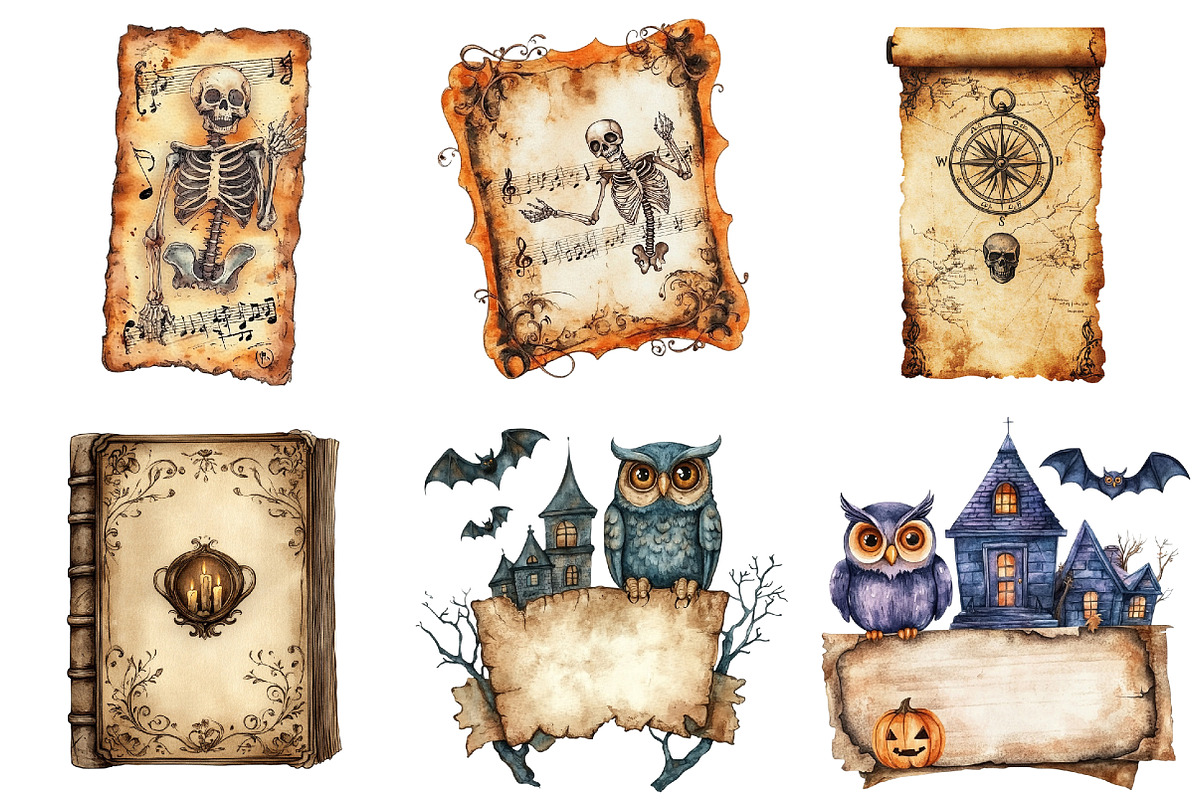 Halloween Old Tickets Clipart Bundle, a Seasonal Illustration by CitraGraphics (Photo 6 of 8)