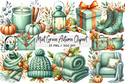 Mint Green Autumn Clipart PNG, an Illustration by DreamArtGraphic (Thumbnail 1 of 4)