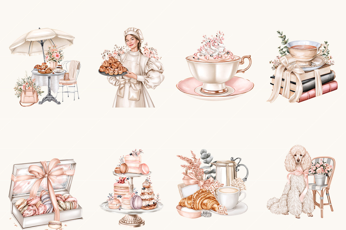 Watercolor French Paris Clipart, an Object Illustration by BusyDaydesign (Photo 2 of 9)