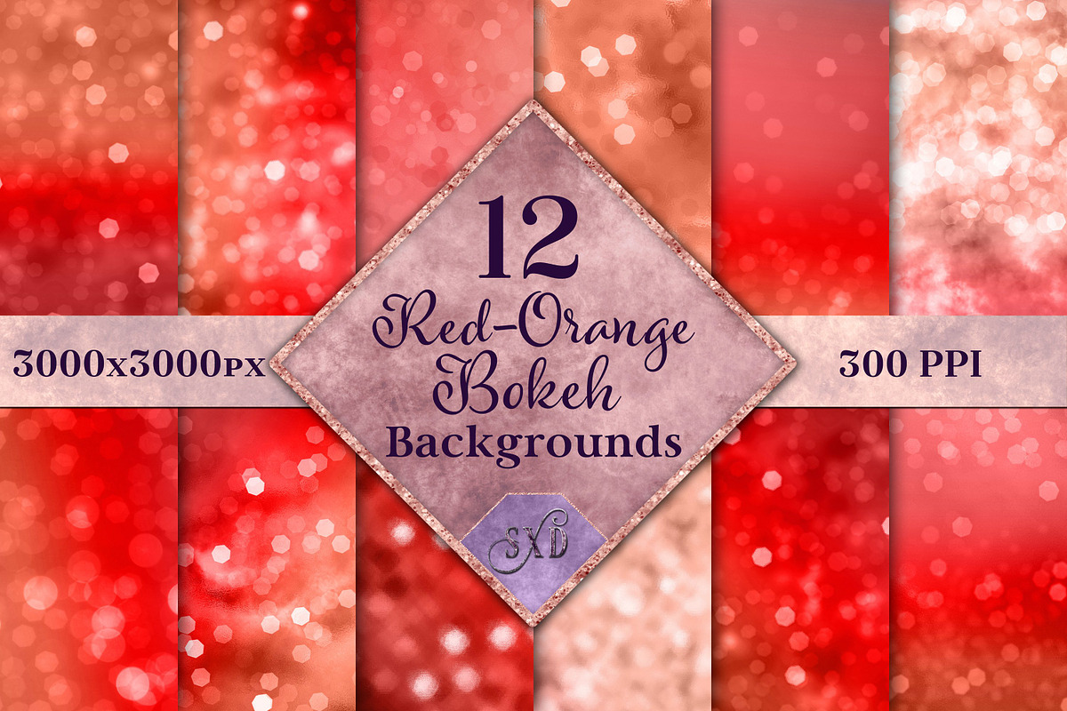 Red-Orange Bokeh Backgrounds, a Background Graphic by Sapphire X Designs (Photo 1 of 3)