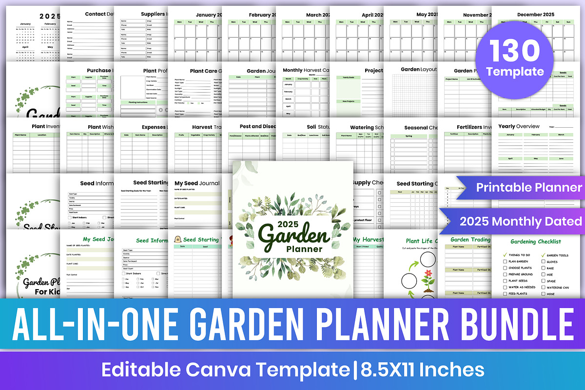 2025 Garden Planner Bundle Canva Kdp, a Stationery Template by Mustafiz (Photo 1 of 7)