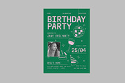 Green Blue Birthday Party Invitation, a Card Template by Neermana (Thumbnail 3 of 4)