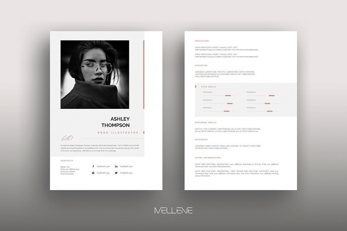CV / Resume template for MS Word, a Resume Template by Mellene Templates (Photo 1 of 3)