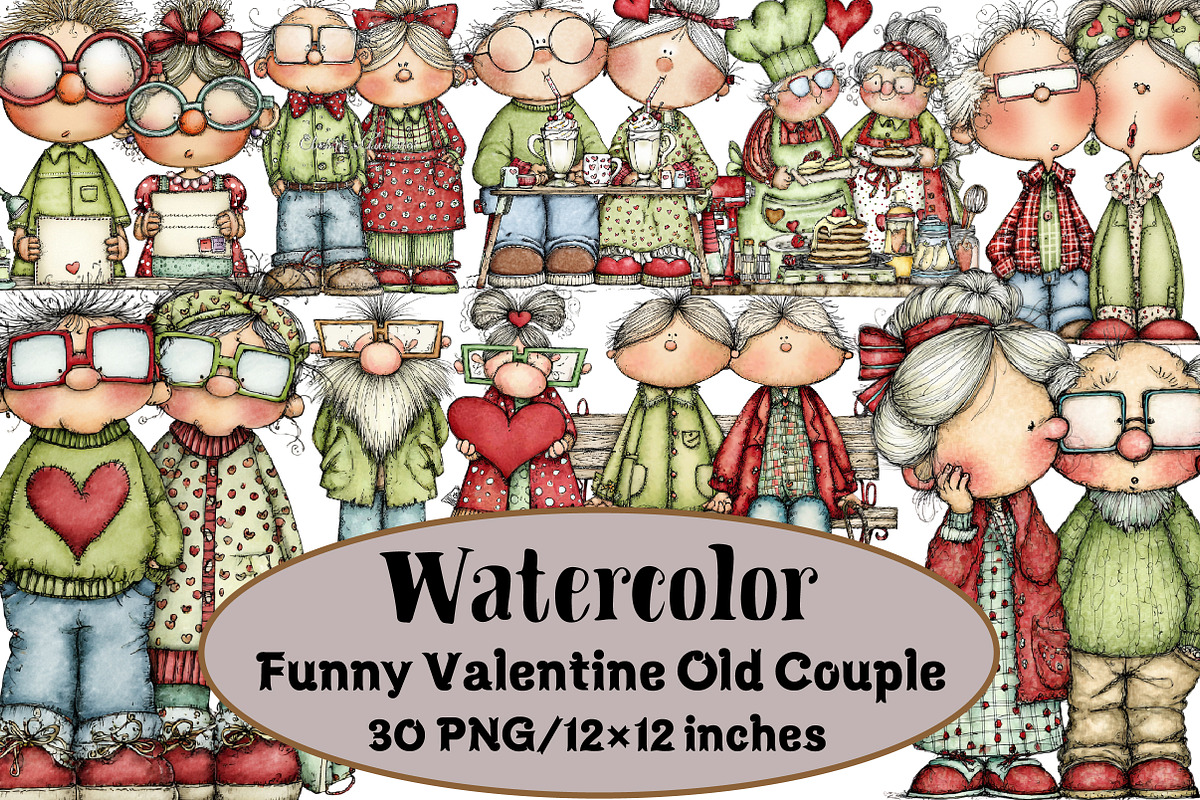 Funny Valentine Old Couple, an Illustration by Design Market (Photo 1 of 3)