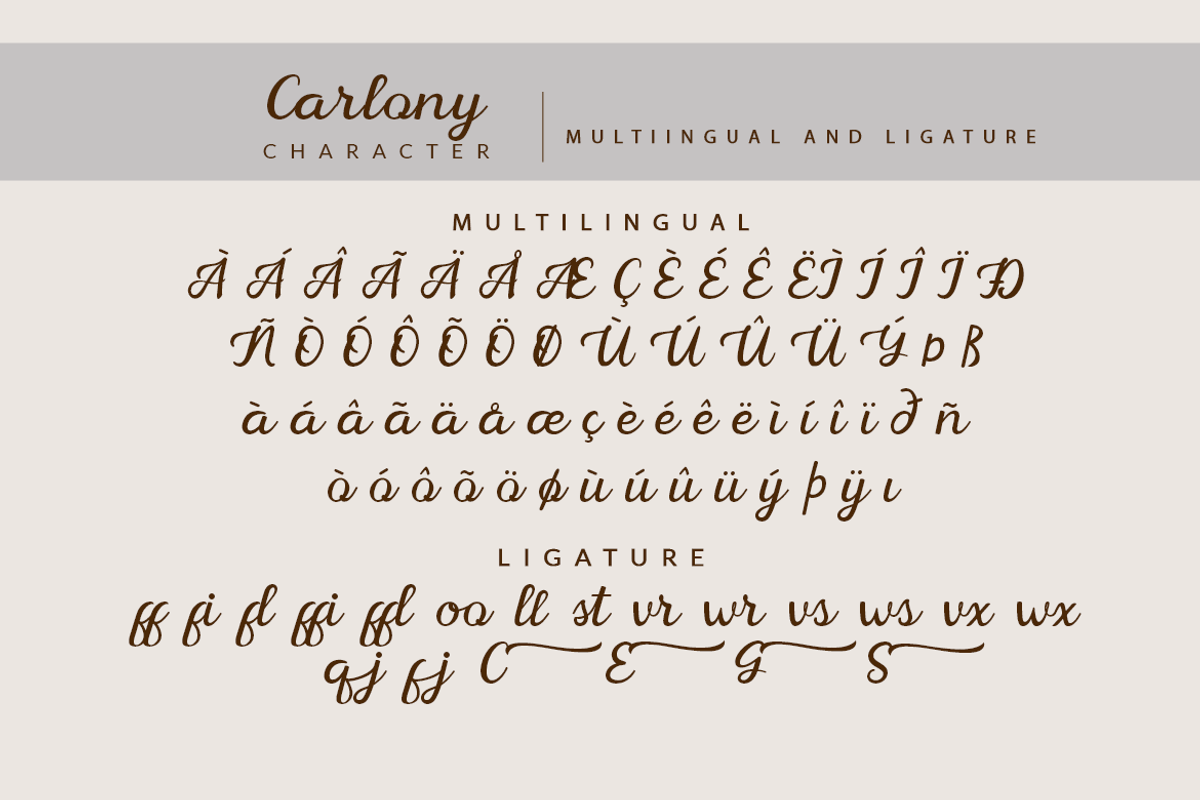 Carlony, a Script Font by kerismaker (Photo 2 of 10)