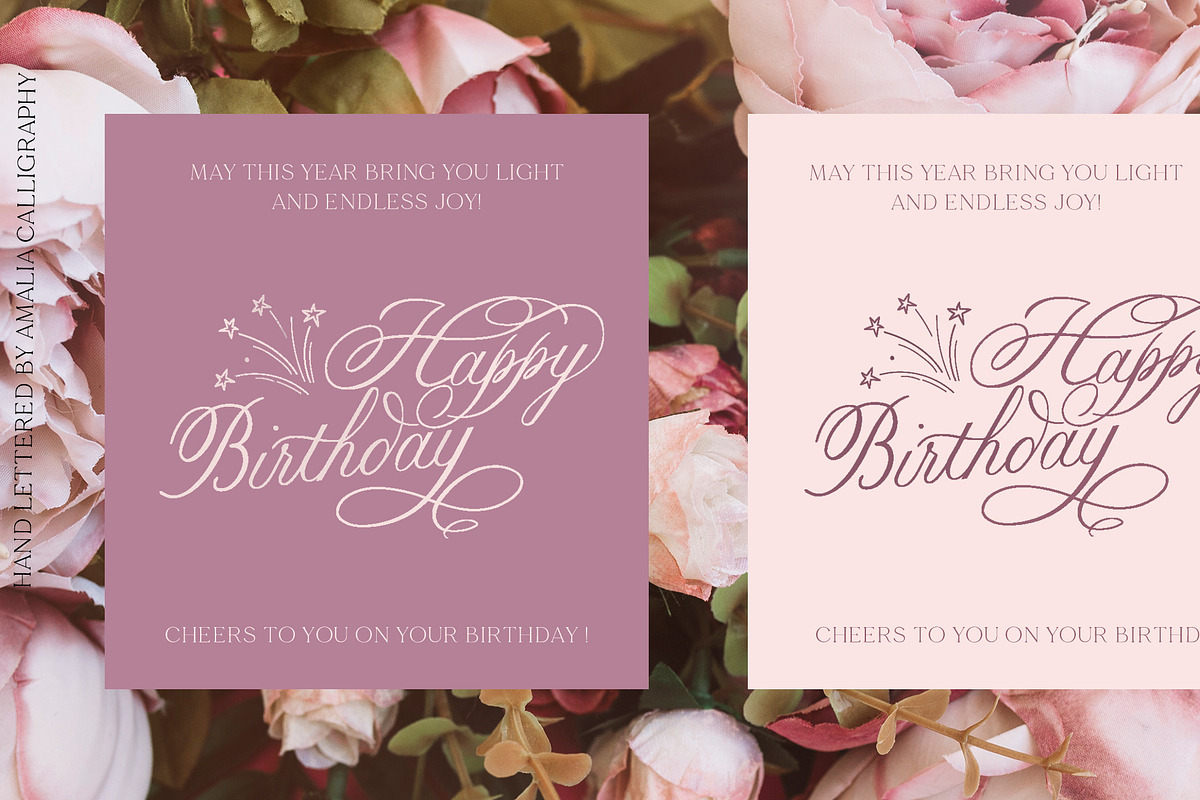 Happy Birthday Lettering Designs, an Object Graphic by Amalia Calligraphy (Photo 2 of 12)