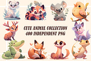 Cute animal collection 400 PNG, an Animal Illustration by DesignFolioHub (Thumbnail 1 of 34)