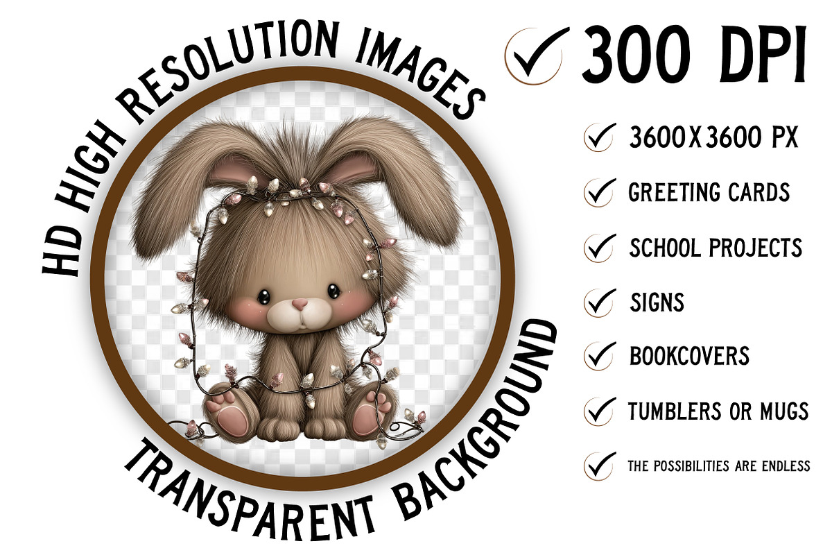 Whimsical Christmas Fluffy Bunny PNG, an Illustration by Craft Nest (Photo 2 of 11)