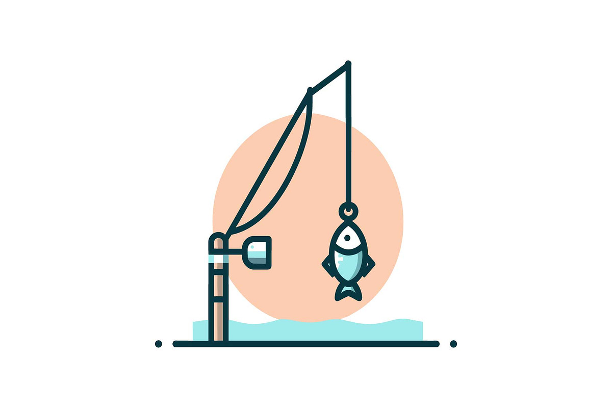 Minimal Fishing Rod Icon Vector Set, an Object Graphic by yasushie (Photo 11 of 16)