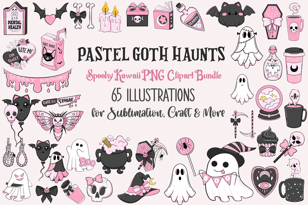 Pastel Goth Haunts Clipart Bundle, an Illustration by Pet Cave (Photo 1 of 3)