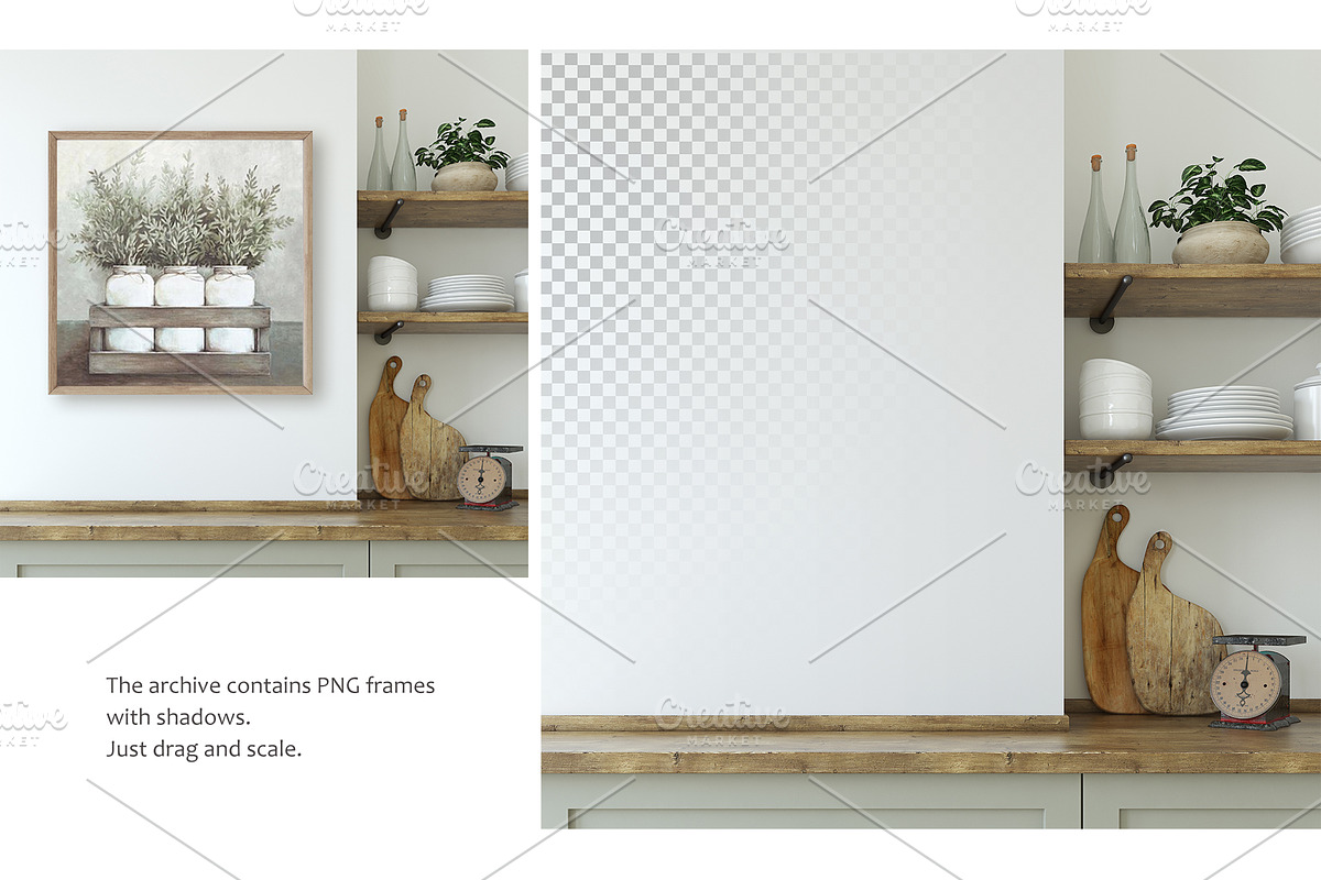 COUNTRY KITCHEN Wall&Frame Mockups, a Print Template by MyHomeMockups (Photo 4 of 7)