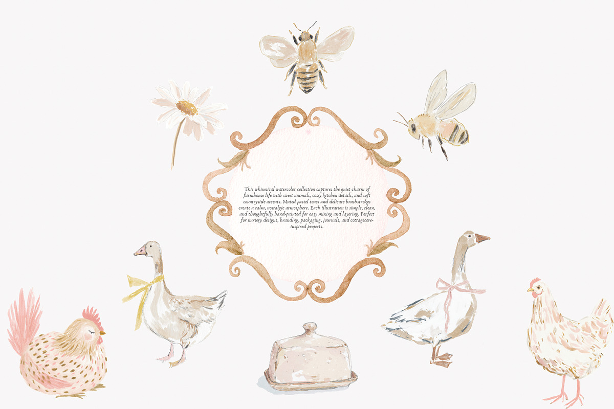 farmhouse watercolor clipart bundle, a Decorative Illustration by Patishop Art (Photo 6 of 8)
