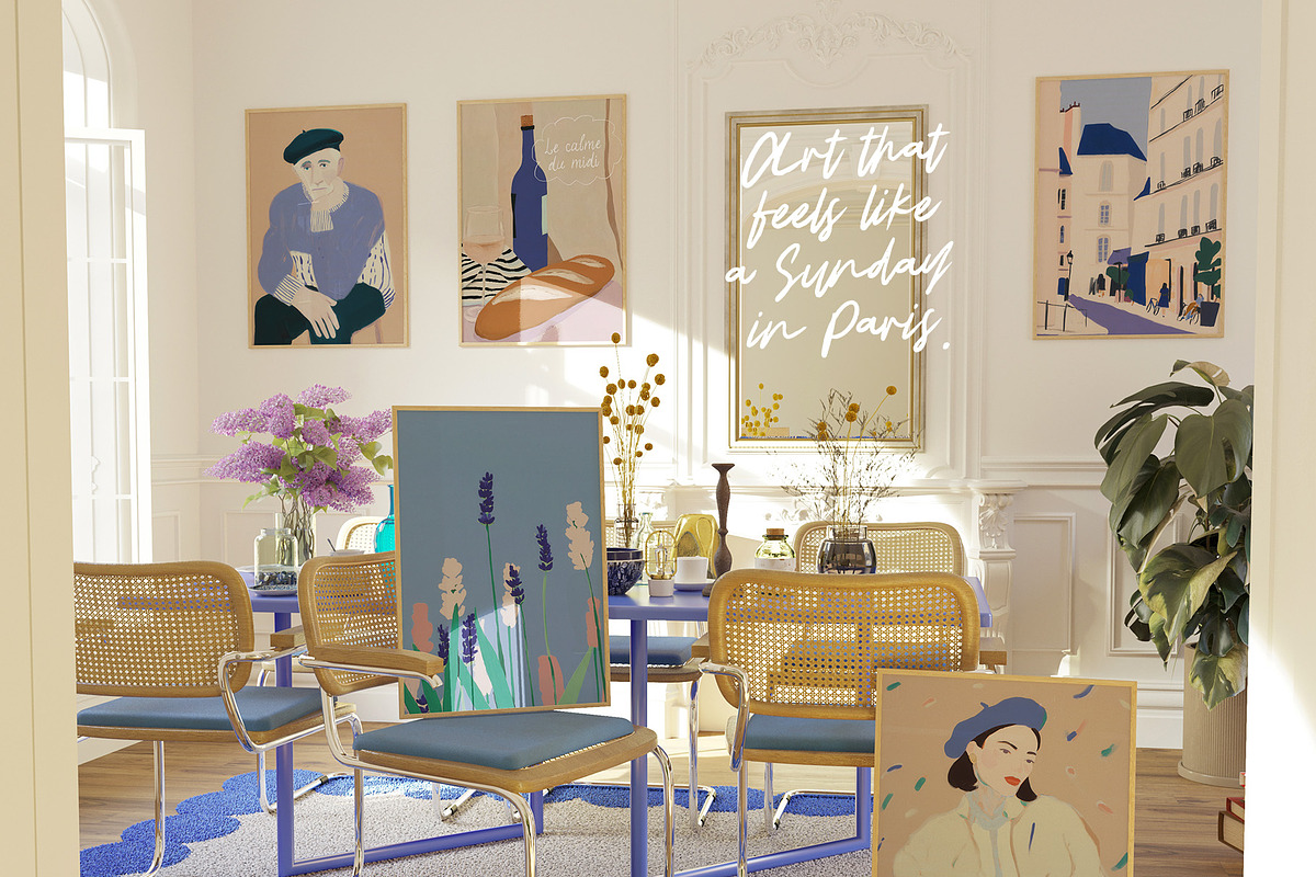 FRENCH MOODS - Art Prints Collection, a Background Graphic by lerinartstudio (Photo 3 of 11)