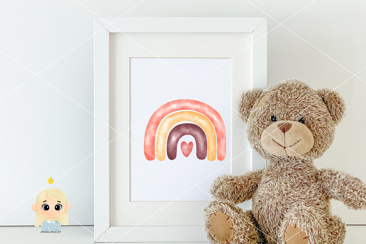 Watercolor red rainbow clipart, an Illustration by Natalya_Mona_Art (Photo 5 of 6)